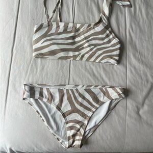 Michael Kors Zebra Print Bikini Set - Brown and White